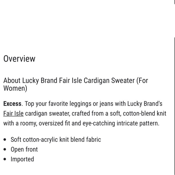 LUCKY BRAND Fair Isle Cardigan Sweater M NWT - Picture 6 of 7